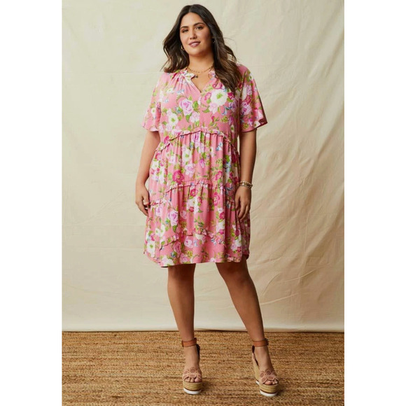 Matilda Jane Dresses & Skirts - Matilda Jane Womens Enchanted Garden Floral Tiered Ruffle Dress Size L Cottage
